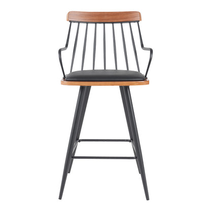 Σκαμπό Μπαρ Posse Μέταλλο Μαύρο-Καρυδί Ξύλο-Μαύρο PU 48x54x92.5