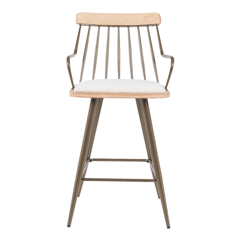 Σκαμπό Μπαρ Posse Μέταλλο Μπρονζε-White Wash Ξύλο-Μπεζ Ύφασμα 48x54x92.5