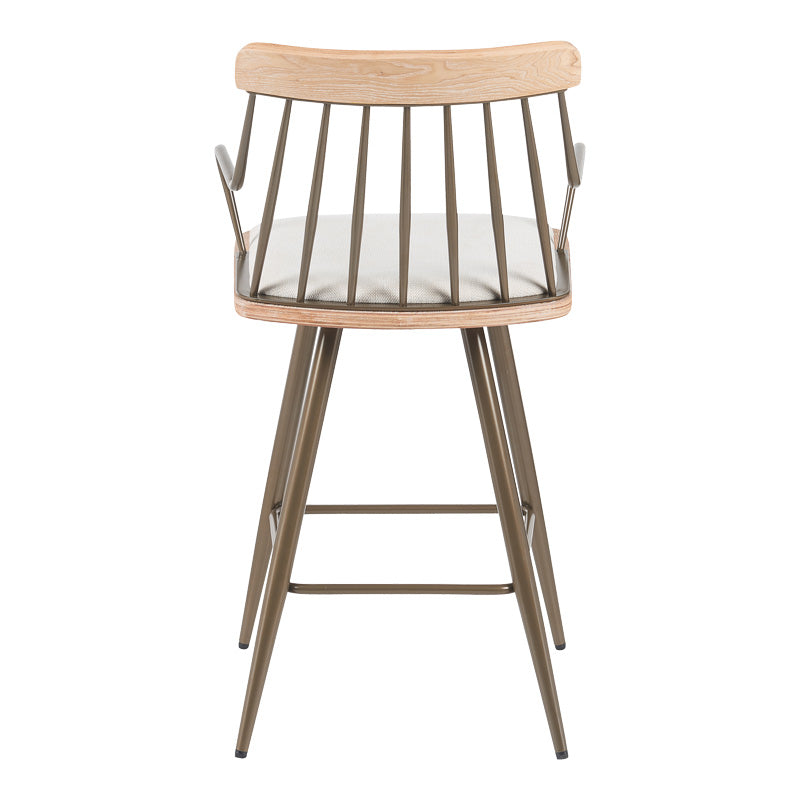 Σκαμπό Μπαρ Posse Μέταλλο Μπρονζε-White Wash Ξύλο-Μπεζ Ύφασμα 48x54x92.5