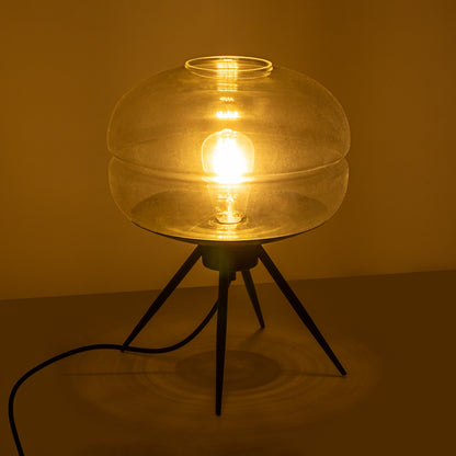 JAVAN 999-0036 Μοντέρνο Επιτραπέζιο Φωτιστικό Πορτατίφ με Ντουί 1 x E27 AC 220-240V IP20 - Διάφανο & Μαύρο - Μ30 x Π30 x Υ40