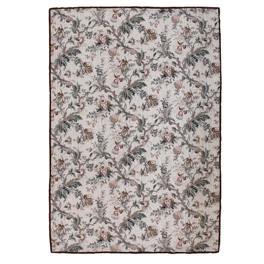 Floral Cotton Tablecloth Brown 150x210cm