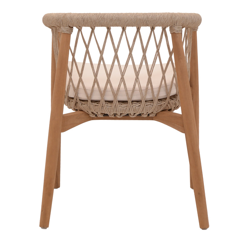 Πολυθρόνα Abby Σκελετός από Teak Ξύλο σε Φυσική Απόχρωση και Κρεμ Μαξιλάρι 60x58x78