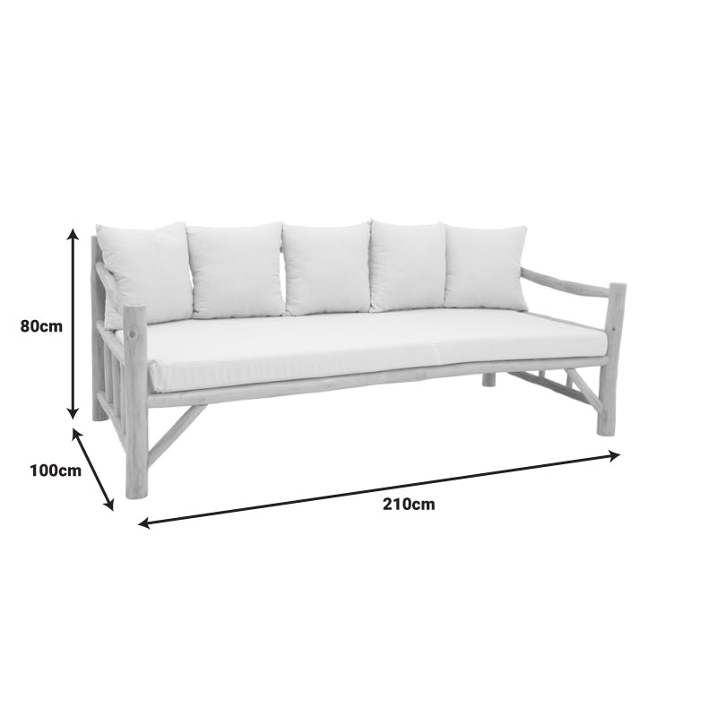 Καναπές Roziana Φυσικό Teak Ξύλο 210x100x80