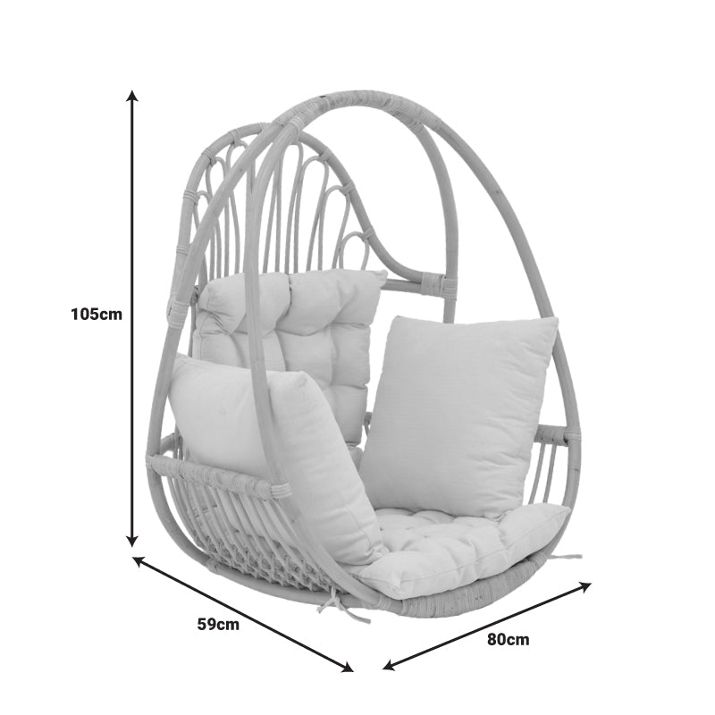 Κρεμαστή Κούνια Jorg Φυσικό Rattan-Κρεμ Μαξιλάρι 80x59x105