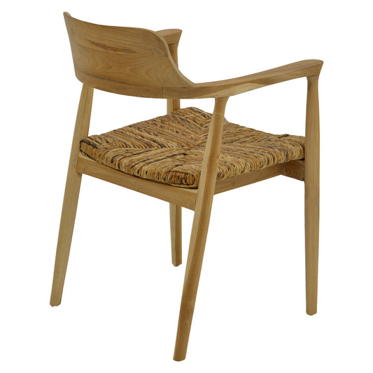 Πολυθρόνα Denverone Φυσικό Teak Ξύλο και Ψάθα 57x54x79