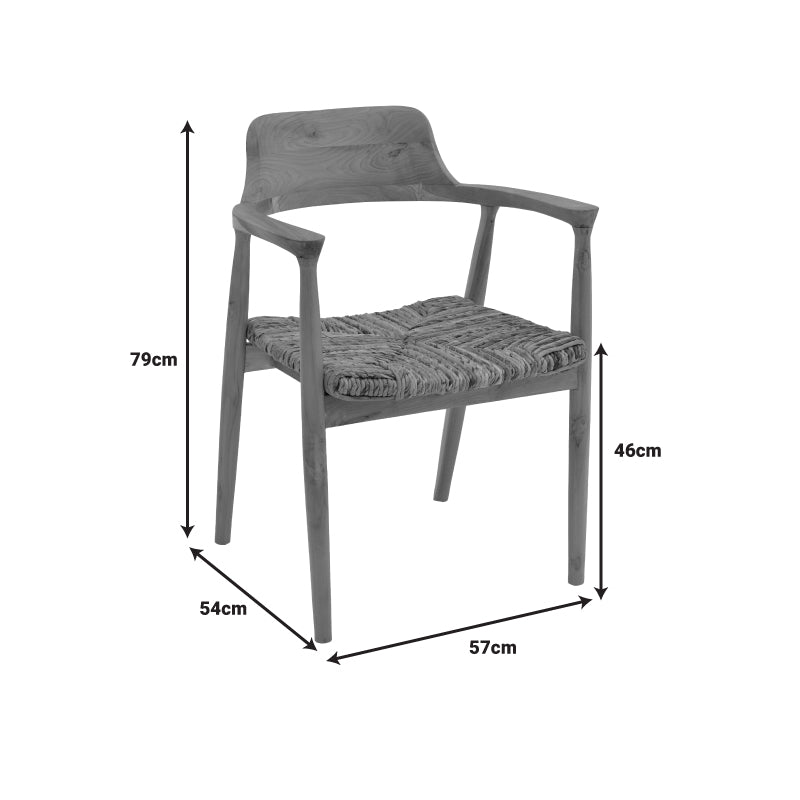 Πολυθρόνα Denverone Φυσικό Teak Ξύλο-Banana Σχοινί 57x54x79