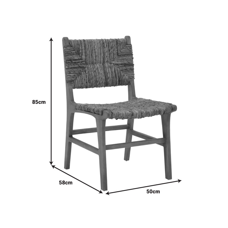 Καρέκλα Refane Σκελετός Teak Ξύλο με Banana Σχοινί σε Καρυδί Απόχρωση 50x58x85