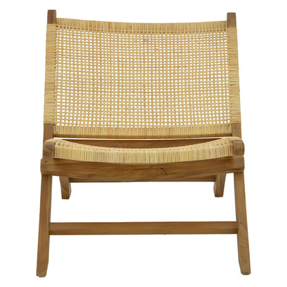 Καρέκλα Jerenze Φυσικό Teak Ξύλο-Rattan 65x78x68