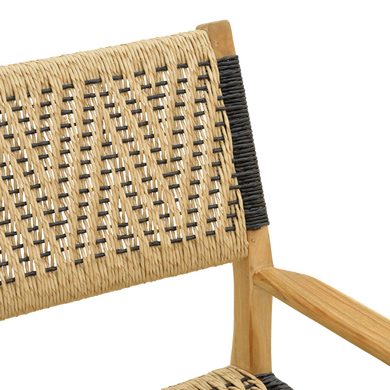 Πολυθρόνα Fermilo Σκελετός Teak Ξύλο με PE Σχοινί σε Φυσική-Μαύρη Απόχρωση 55x67x86