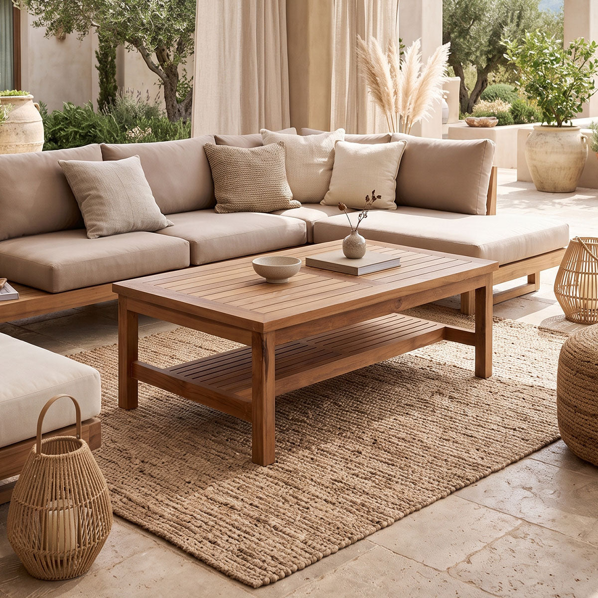 Τραπέζι Σαλονιού Louf Καρυδί Teak Ξύλο 120x70x40