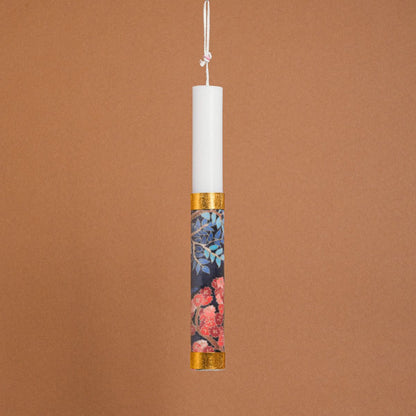 Λαμπάδα Στολισμένη Βελούδο Μπλε Λουλούδια σε Συσκευασία Δώρου