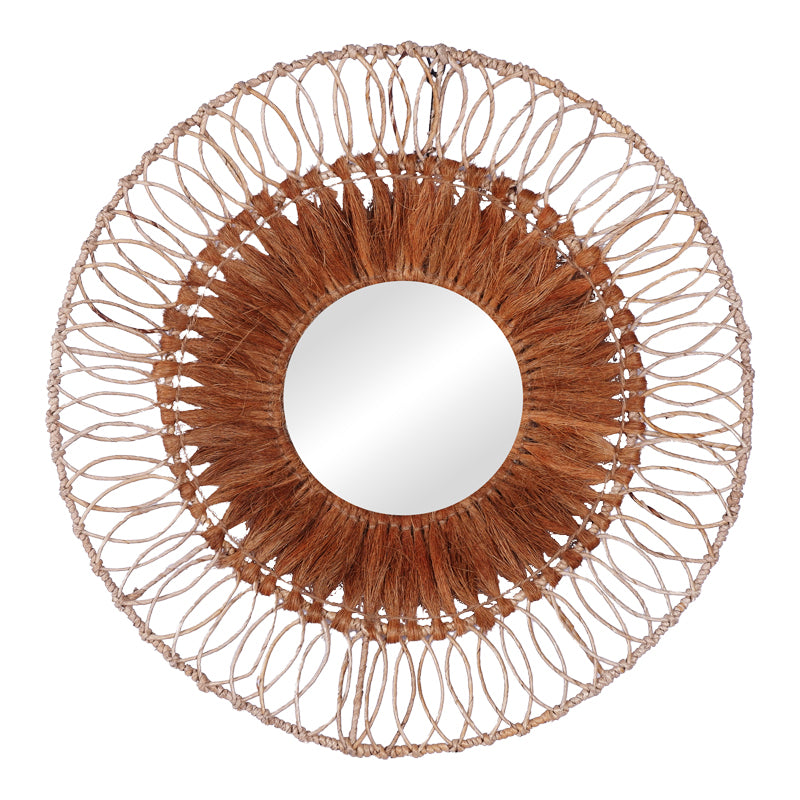 Καθρέπτης Cermine Ψάθα σε Φυσική Απόχρωση Φ80x12