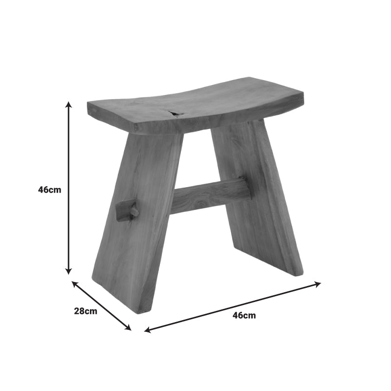 Σκαμπό Shogun Teak Ξύλο σε Φυσική Απόχρωση 46x28x46