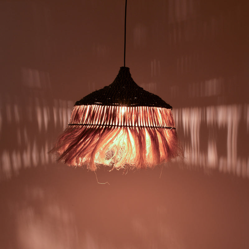 Φωτιστικό Οροφής Arupade Abaca Ξύλο σε Φυσικό-Μαύρο Χρώμα Φ50x50