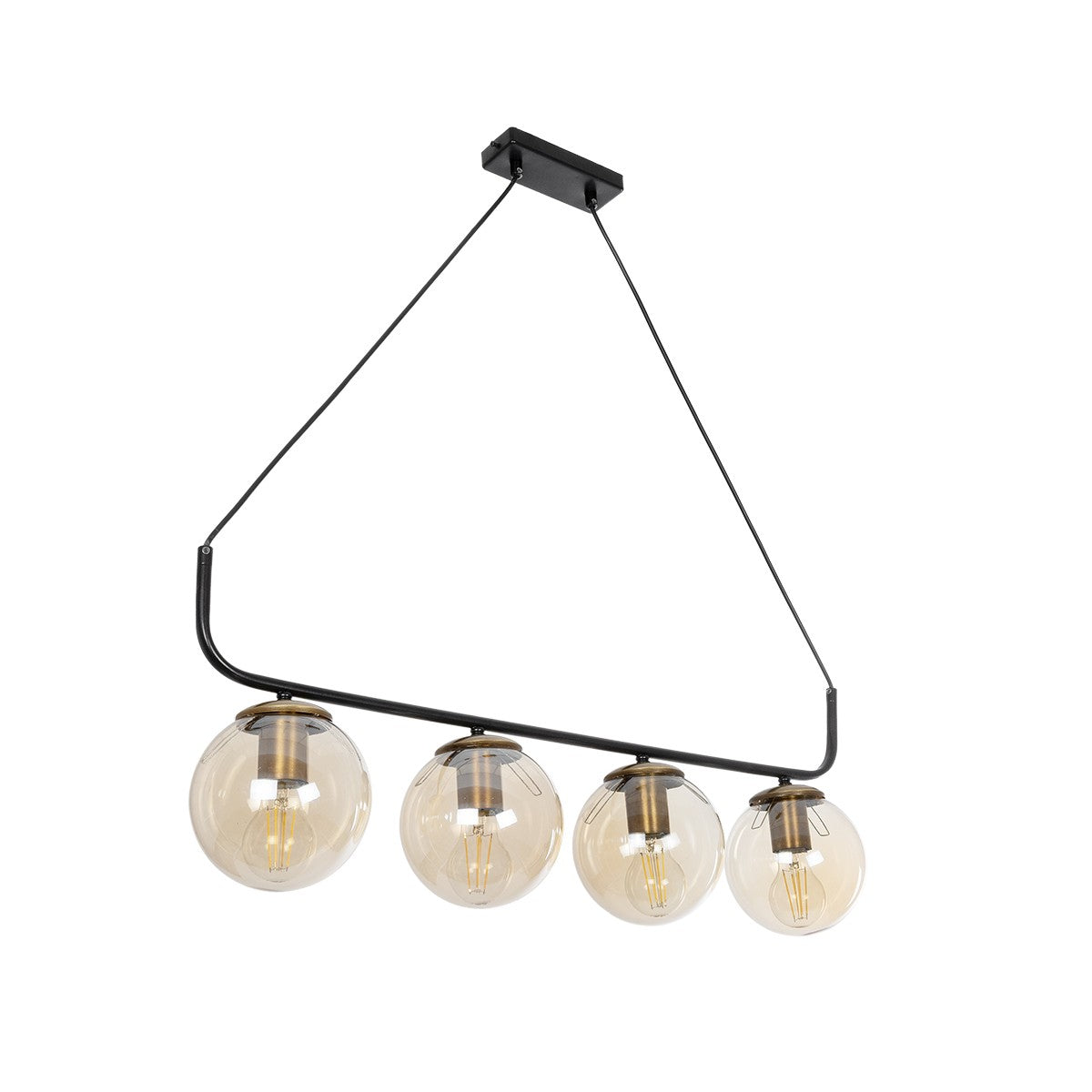 LATTICE 203-0018 Μοντέρνο Φωτιστικό Οροφής Ράγα Πολύφωτο 4 x E27 IP20 Μαύρο & Μπρούτζινο Μέταλλο με Μελί Γυαλί - Μ78 x Π35 x Υ62cm