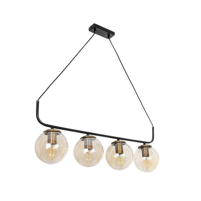 LATTICE 203-0018 Μοντέρνο Φωτιστικό Οροφής Ράγα Πολύφωτο 4 x E27 IP20 Μαύρο & Μπρούτζινο Μέταλλο με Μελί Γυαλί - Μ78 x Π35 x Υ62cm