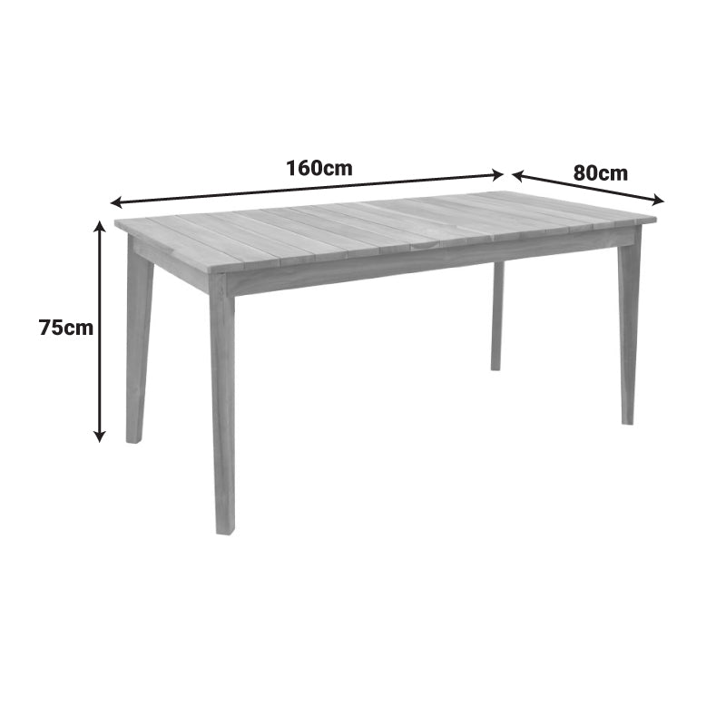 Τραπέζι Ory Teak Ξύλο σε Φυσική Απόχρωση 160x80x75