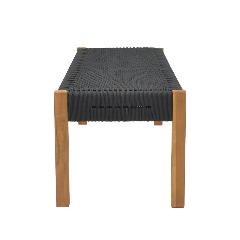 Παγκάκι Uma Teak Ξύλο και Σχοινί σε Μαύρη Απόχρωση 120x45x40