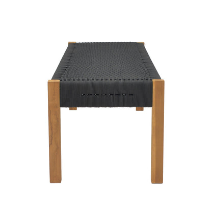 Παγκάκι Uma Teak Ξύλο και Σχοινί σε Μαύρη Απόχρωση 120x45x40