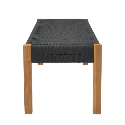 Παγκάκι Uma Teak Ξύλο και Σχοινί σε Μαύρη Απόχρωση 150x45x40