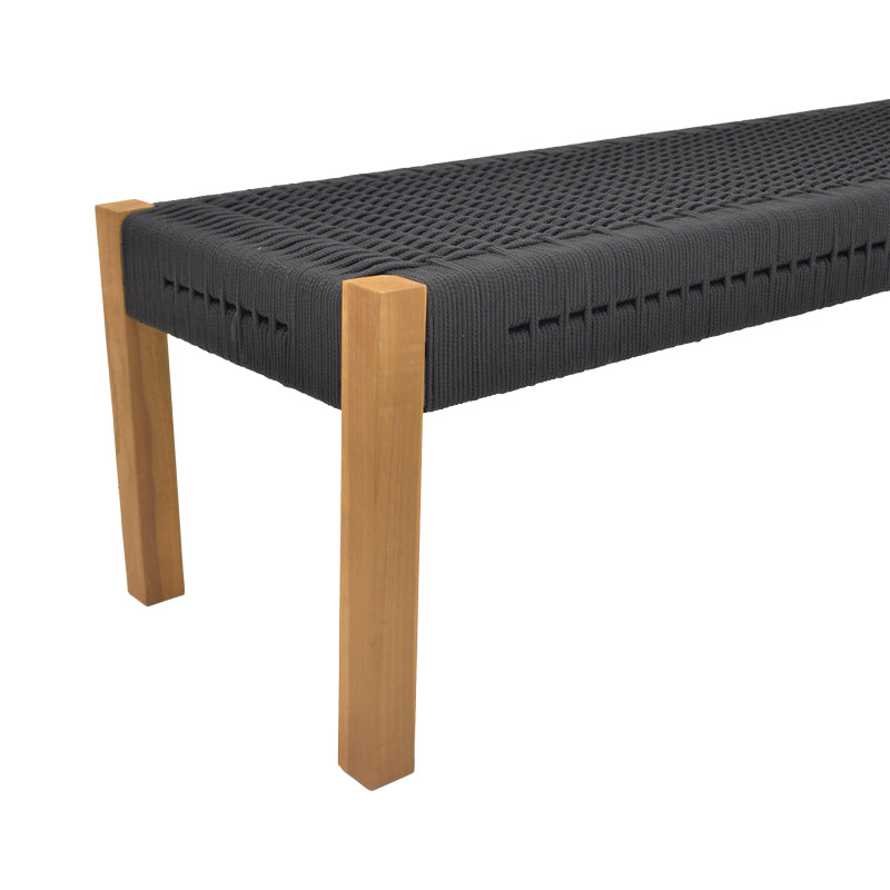 Παγκάκι Uma Teak Ξύλο και Σχοινί σε Μαύρη Απόχρωση 150x45x40