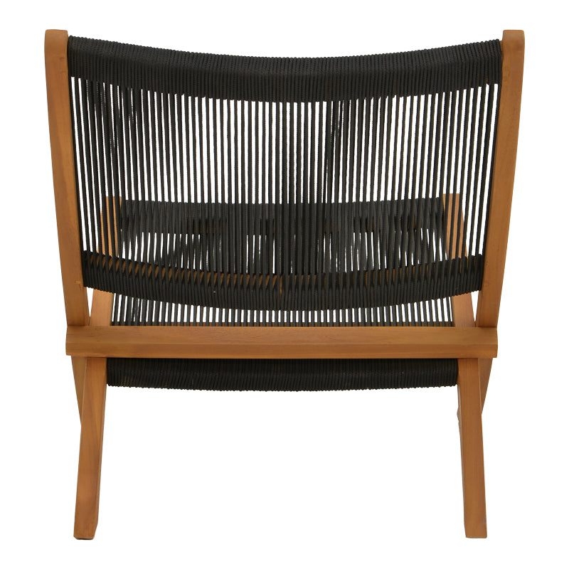 Καρέκλα Seeal Πτυσσόμενη Teak Ξύλο και Σχοινί σε Μαύρη Απόχρωση 61x76x72
