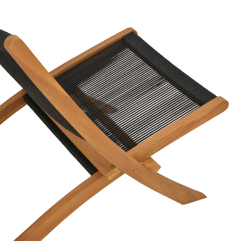 Καρέκλα Seeal Πτυσσόμενη Teak Ξύλο και Σχοινί σε Μαύρη Απόχρωση 61x76x72