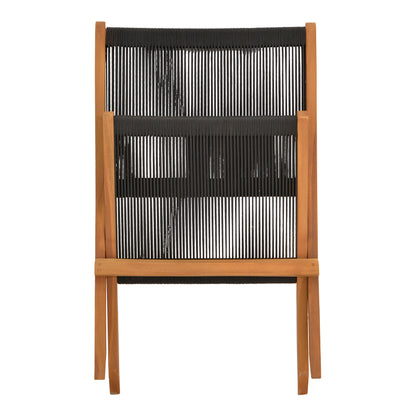 Καρέκλα Seeal Πτυσσόμενη Teak Ξύλο και Σχοινί σε Μαύρη Απόχρωση 61x76x72
