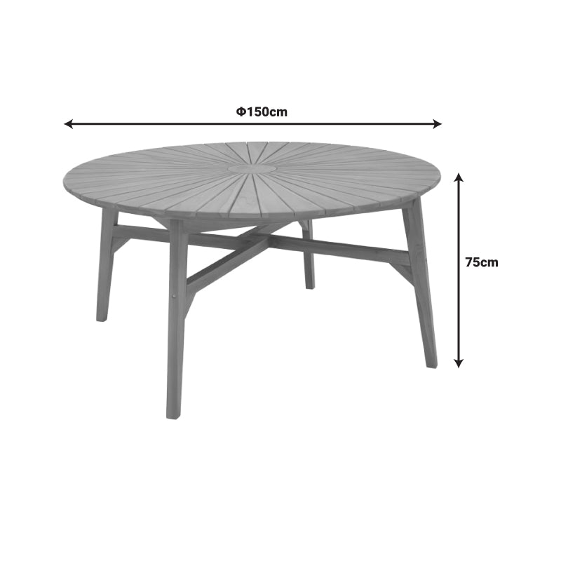 Τραπεζαρία 7 Τεμ Banou-Colen Teak Ξύλο σε Φυσική Απόχρωση Φ150x75