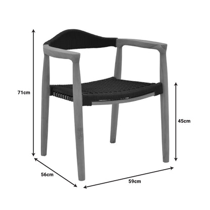 Τραπεζαρία 9 Τεμ Ganny-Pino Teak Ξύλο σε Φυσική - Μαύρη Απόχρωση 180/240x100x75