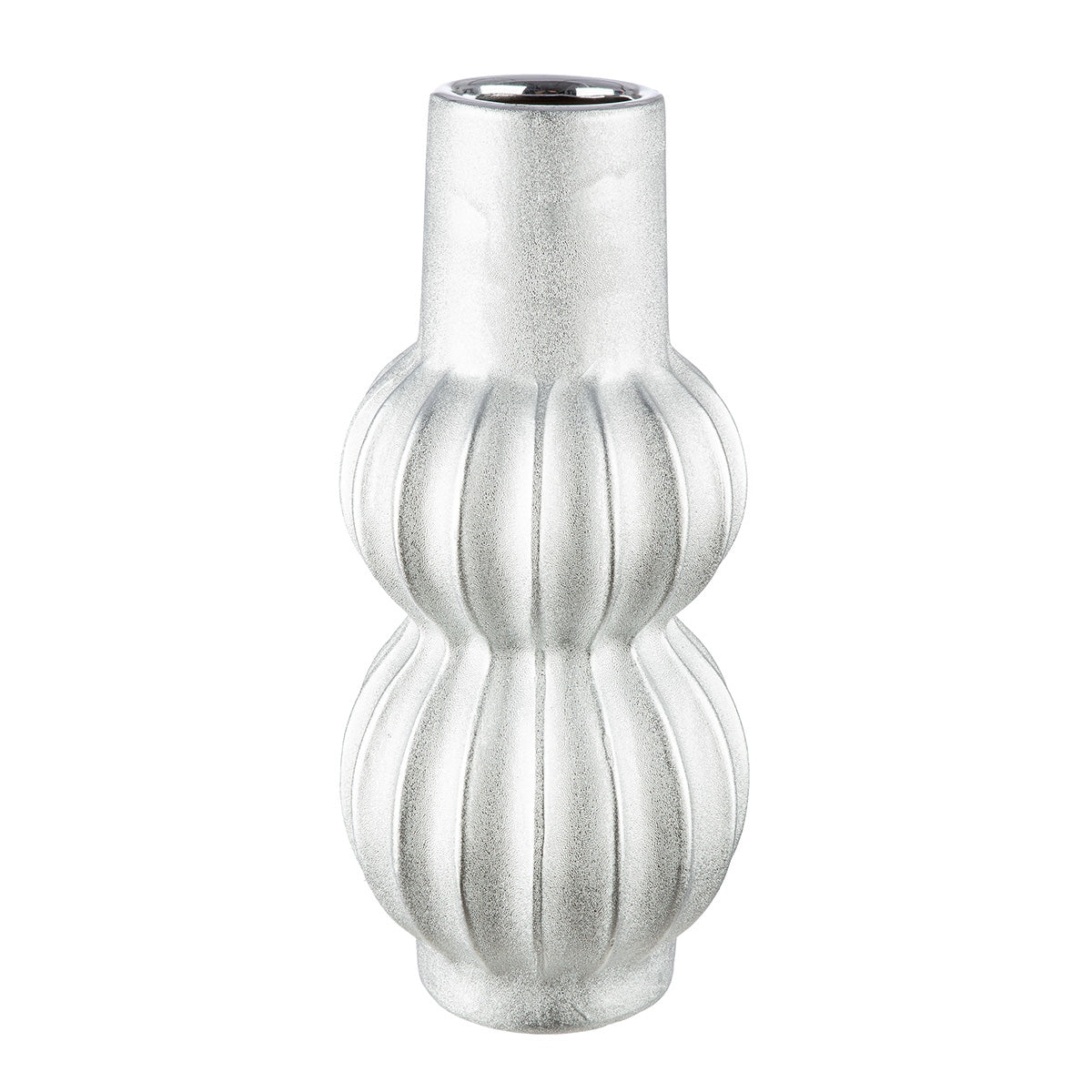 Βάζο Κεραμικό Ασημί Χρώμα 14x14x30