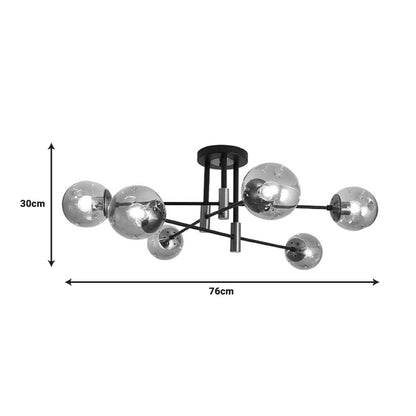 Φωτιστικό Οροφής Πολύφωτο Catrene Μαύρο Μέταλλο-Γυαλί Φ76x30