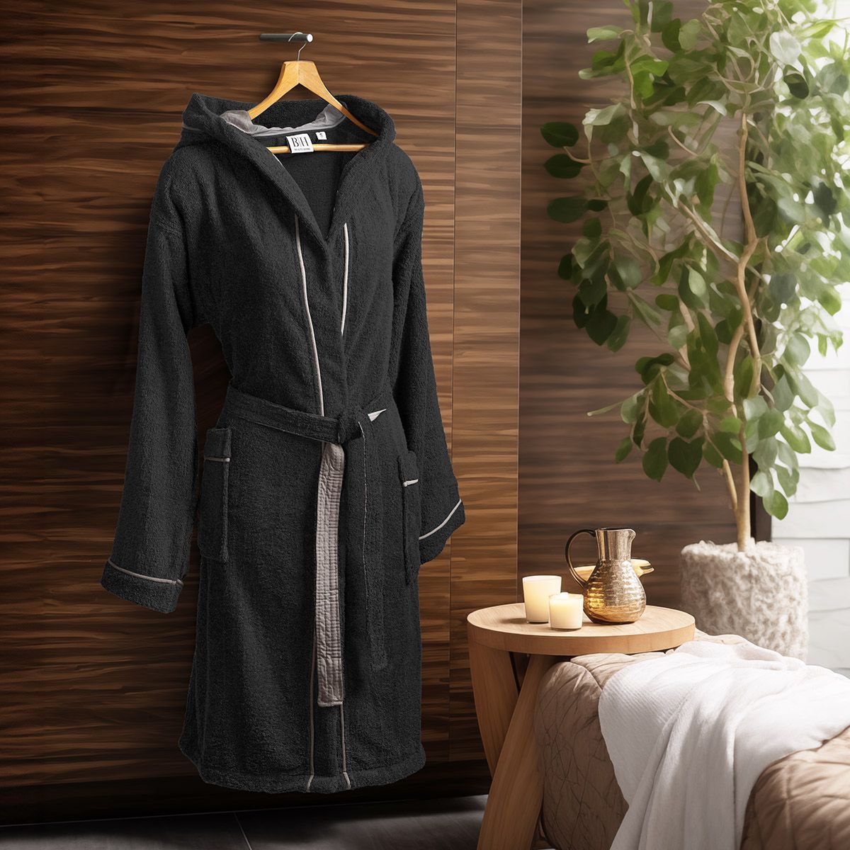 Μπουρνούζι με Κουκούλα Art 3424 Μαύρο L