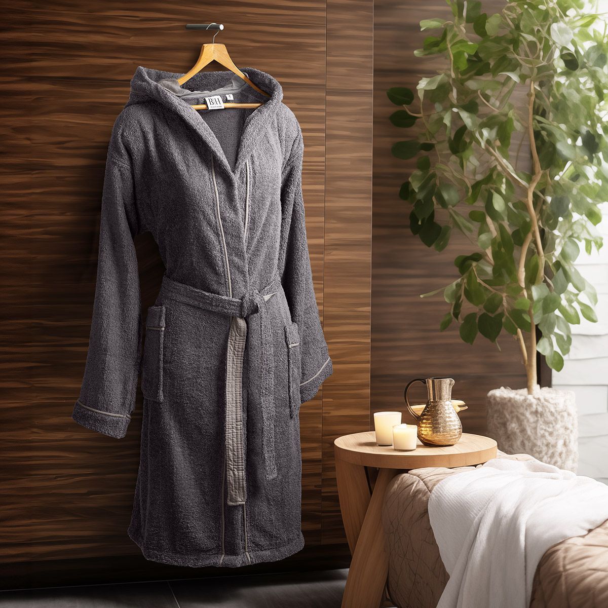 Μπουρνούζι με Κουκούλα Art 3428 Ανθρακί L