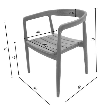 Πολυθρόνα Noody Teak Ξύλο σε Φυσική Απόχρωση 62x55x75