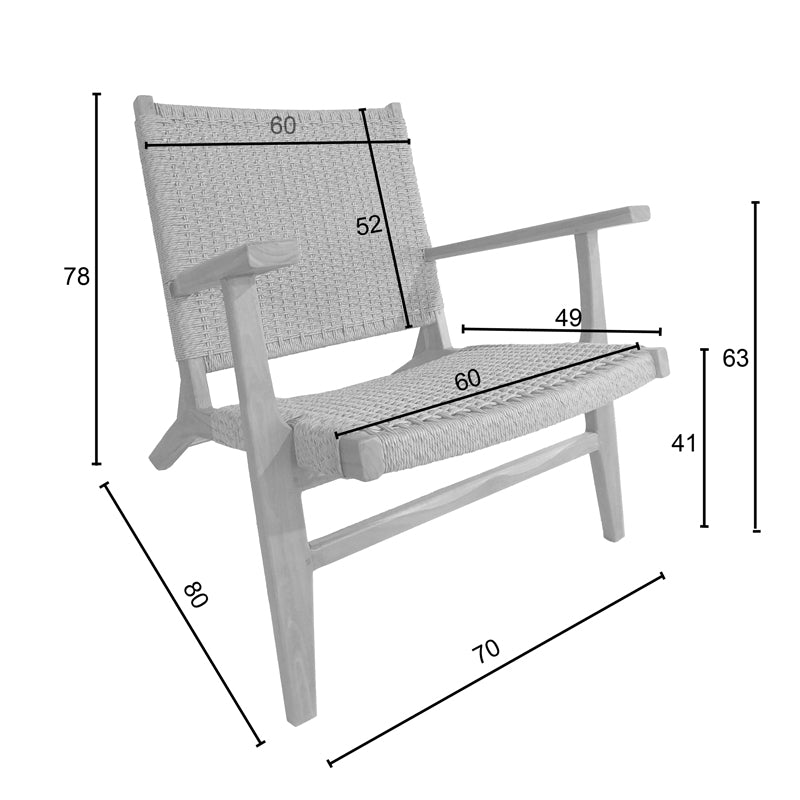 Πολυθρόνα Crosy Teak Ξύλο σε Φυσική Απόχρωση 71x81x75