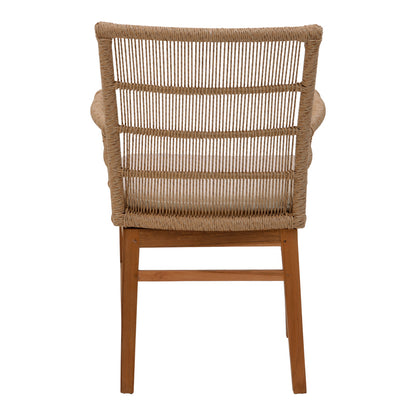 Πολυθρόνα Inca Teak Ξύλο και PE Σχοινί σε Φυσική-Μπεζ Απόχρωση με Μαξιλάρι 60x61x90