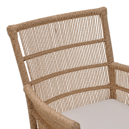 Πολυθρόνα Inca Teak Ξύλο και PE Σχοινί σε Φυσική-Μπεζ Απόχρωση με Μαξιλάρι 60x61x90