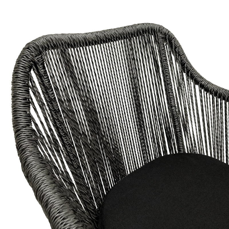 Πολυθρόνα Kalie Teak Ξύλο και Συνθετικό Σχοινί σε Φυσική-Μαύρη Απόχρωση με Μαξιλάρι 60x61x80