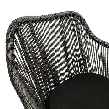 Πολυθρόνα Kalie Teak Ξύλο και Συνθετικό Σχοινί σε Φυσική-Μαύρη Απόχρωση με Μαξιλάρι 60x61x80