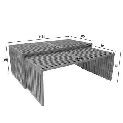 Τραπέζι Tinnie Σετ 2 Τεμ Teak Ξύλο σε Φυσική Απόχρωση