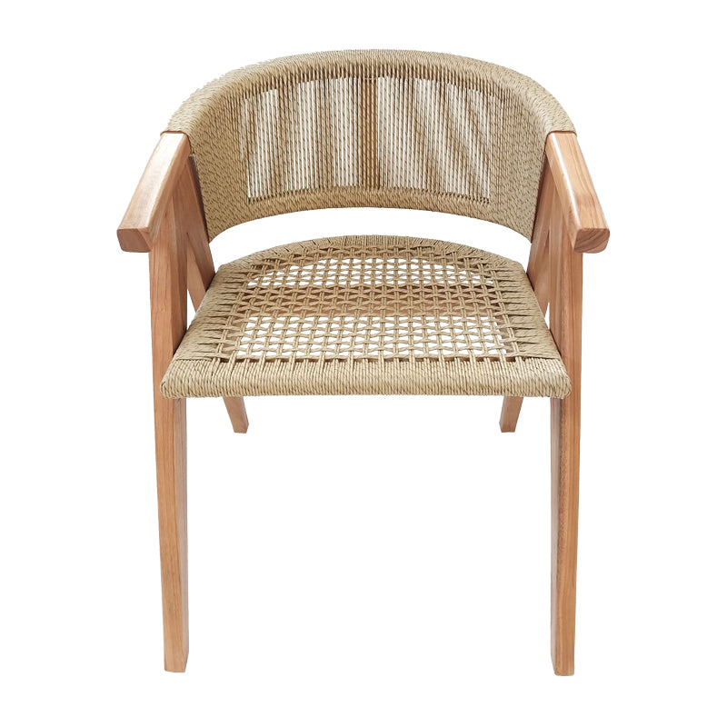 Πολυθρόνα Wolly Teak Ξύλο και PE Σχοινί σε Φυσική Απόχρωση 60x60x76