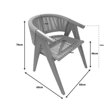 Πολυθρόνα Wolly Teak Ξύλο και PE Σχοινί σε Φυσική Απόχρωση 60x60x76