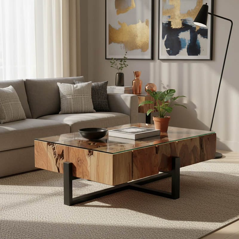 Τραπέζι Σαλονιού Borth Teak Ξύλο σε Φυσική Απόχρωση 135x90x40