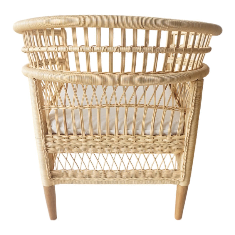 Πολυθρόνα Necorian Teak Ξύλο με PE Rattan σε Φυσική Απόχρωση και Λευκό Μαξιλάρι 80x70x87