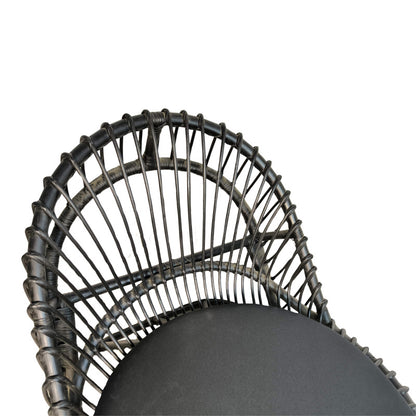 Πολυθρόνα Tromso PE Rattan σε Μαύρη Απόχρωση με Μαύρο Μαξιλάρι 80x85x98