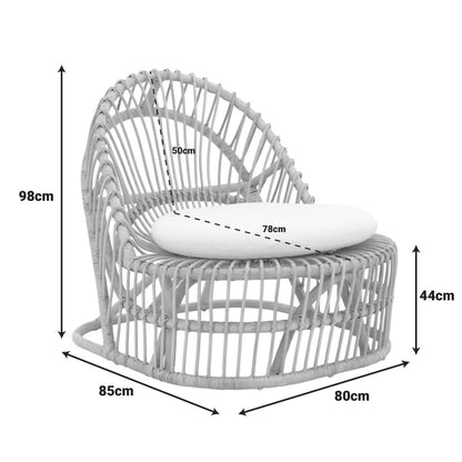 Πολυθρόνα Tromso PE Rattan σε Φυσική Απόχρωση με Εκρού Χρώμα Μαξιλάρι 80x85x98