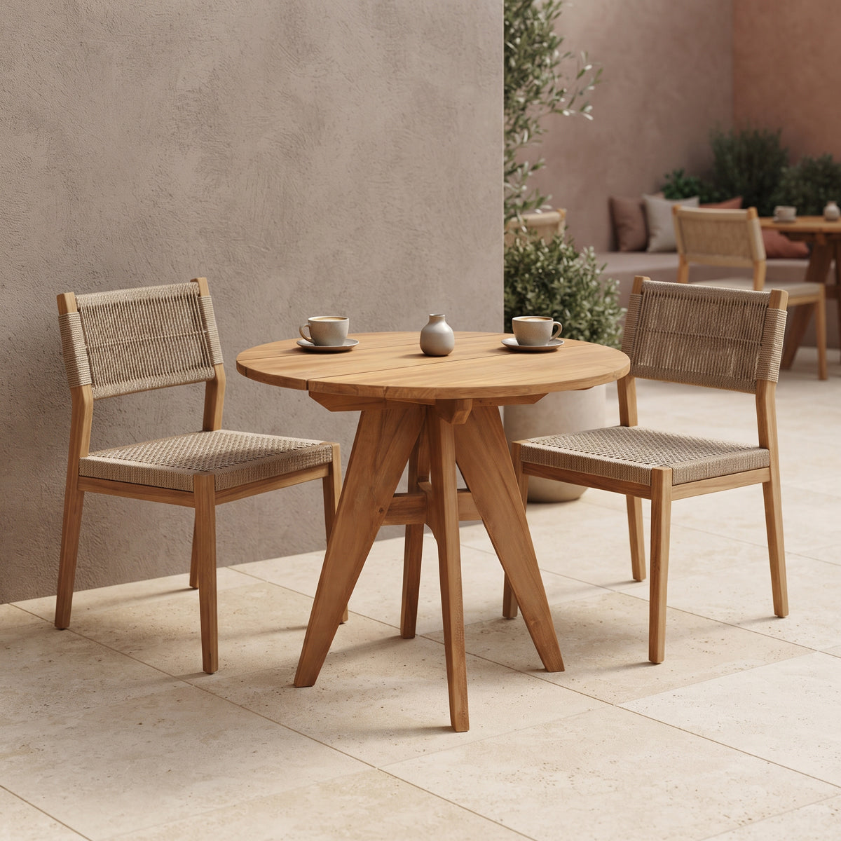 Τραπέζι Cadrada Teak Ξύλο σε Φυσική Απόχρωση Φ70x76