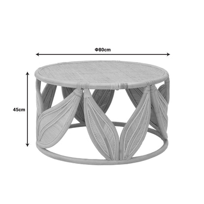 Τραπέζι Σαλονιού Siderty Rattan PE σε Φυσική Απόχρωση Φ80x45