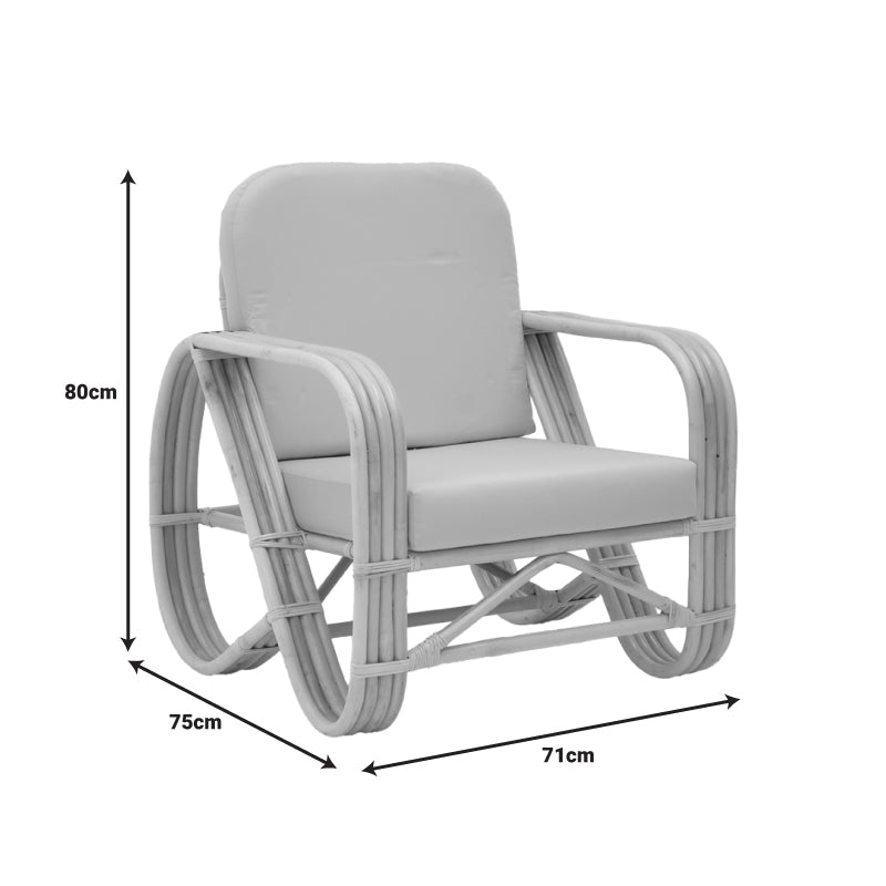 Πολυθρόνα Relmine Rattan PE σε Φυσική Απόχρωση με Μπεζ Μαξιλάρι 71x75x80